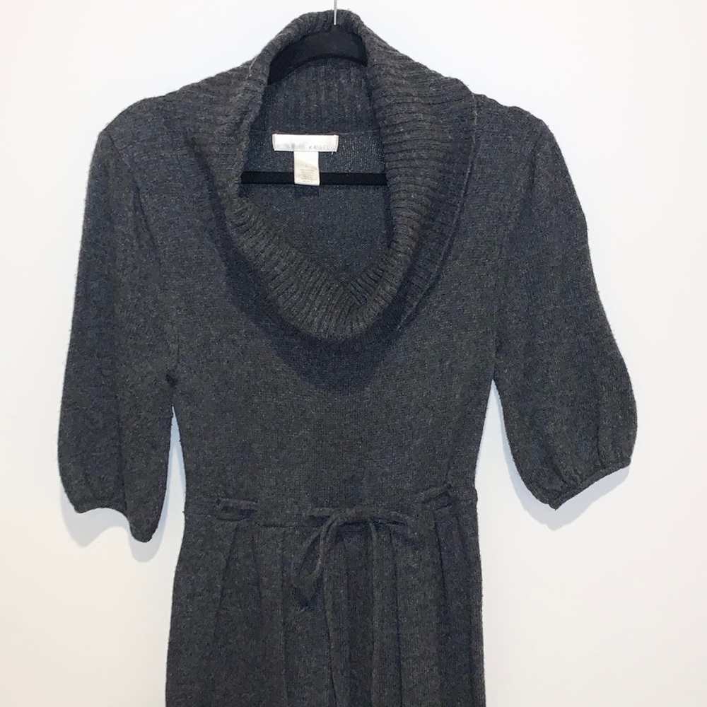 Kaisely Gray Wool Cowl Neck Sweater Dress - Picture 4 of 12